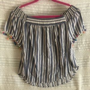Navy and white Spanish style top